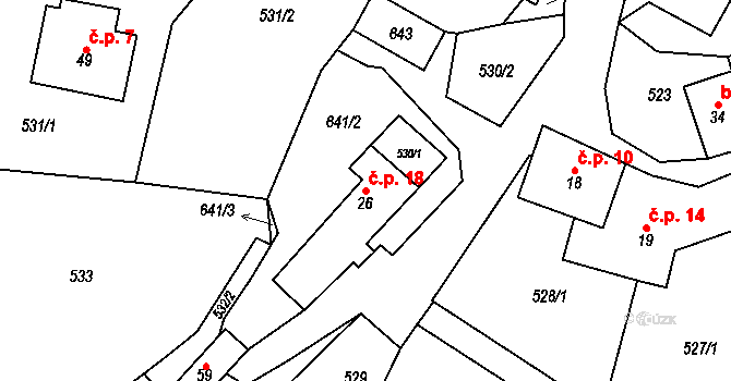 Lískovec 18, Ujčov na parcele st. 26 v KÚ Lískovec u Nedvědice, Katastrální mapa