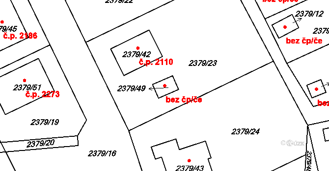 Plzeň 41174356 na parcele st. 2379/49 v KÚ Bolevec, Katastrální mapa