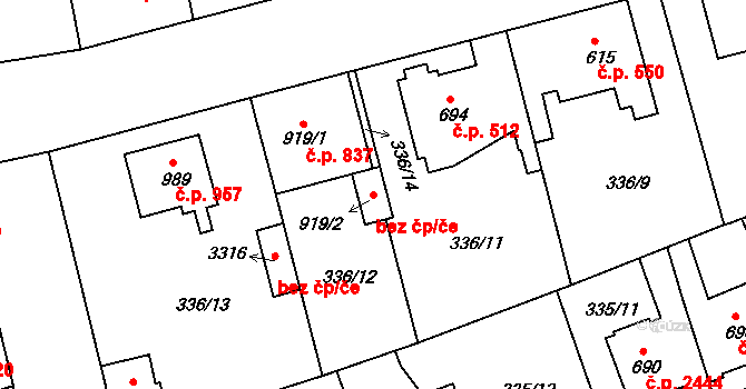 Brandýs nad Labem-Stará Boleslav 42557356 na parcele st. 919/2 v KÚ Brandýs nad Labem, Katastrální mapa