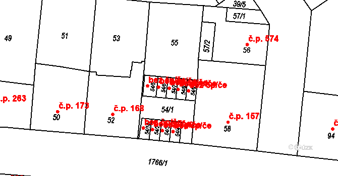 Praha 42644356 na parcele st. 54/7 v KÚ Kobylisy, Katastrální mapa
