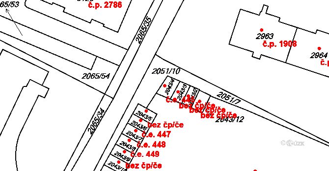 Rakovník II 445, Rakovník na parcele st. 2043/4 v KÚ Rakovník, Katastrální mapa