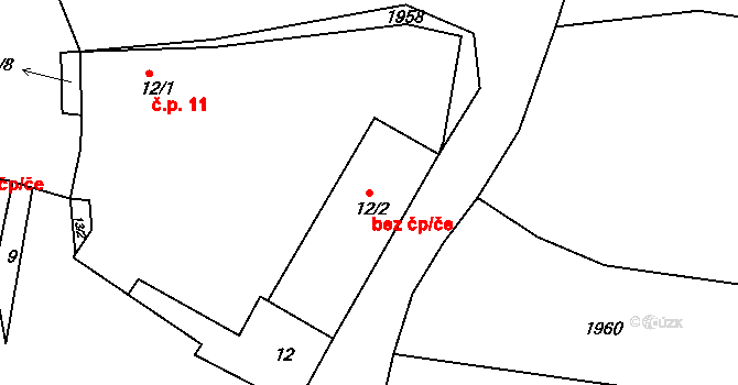 Mezholezy 45236356 na parcele st. 12/2 v KÚ Mezholezy u Horšovského Týna, Katastrální mapa