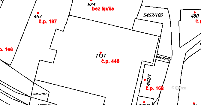 Polešovice 446 na parcele st. 1131 v KÚ Polešovice, Katastrální mapa