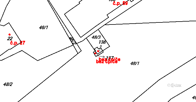 Poustka 47817356 na parcele st. 138 v KÚ Ostroh, Katastrální mapa