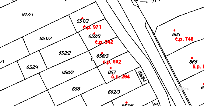 Nivnice 902 na parcele st. 656/3 v KÚ Nivnice, Katastrální mapa