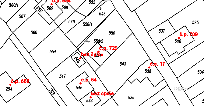 Hodkovice nad Mohelkou 49165356 na parcele st. 551 v KÚ Hodkovice nad Mohelkou, Katastrální mapa
