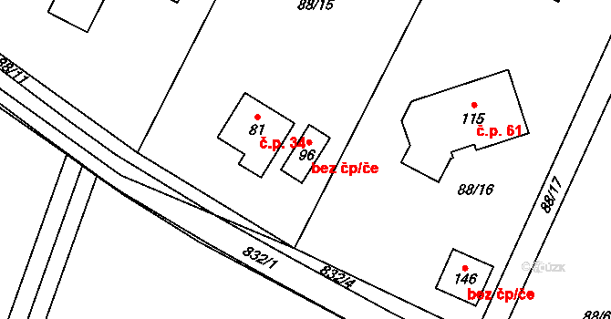 Jihlava 49281356 na parcele st. 96 v KÚ Popice u Jihlavy, Katastrální mapa