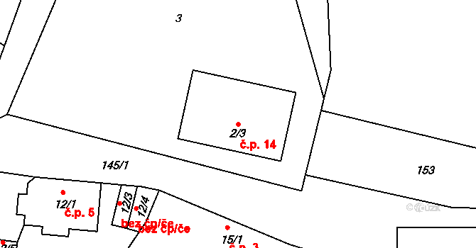 Chrámce 14, Skršín na parcele st. 2/3 v KÚ Chrámce, Katastrální mapa