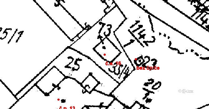 Rozněvice 16, Křelovice na parcele st. 73 v KÚ Rozněvice, Katastrální mapa