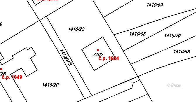 Beroun-Město 1924, Beroun na parcele st. 7402 v KÚ Beroun, Katastrální mapa
