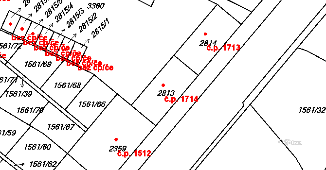Budějovické Předměstí 1714, Písek na parcele st. 2813 v KÚ Písek, Katastrální mapa