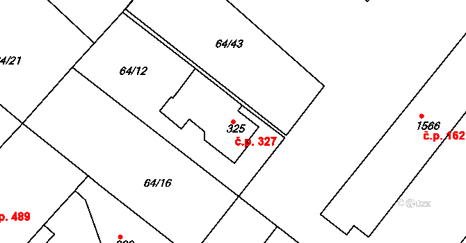Neratovice 327 na parcele st. 325 v KÚ Neratovice, Katastrální mapa