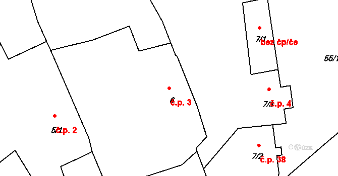 Trnčí 3, Ježovy na parcele st. 6 v KÚ Trnčí, Katastrální mapa