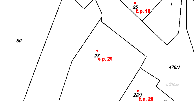 Slotov 29, Heřmanice na parcele st. 27 v KÚ Slotov, Katastrální mapa