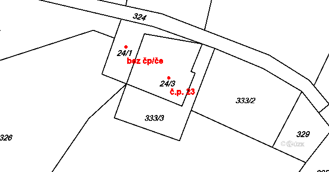 Zdoňov 23, Teplice nad Metují na parcele st. 24/3 v KÚ Zdoňov, Katastrální mapa