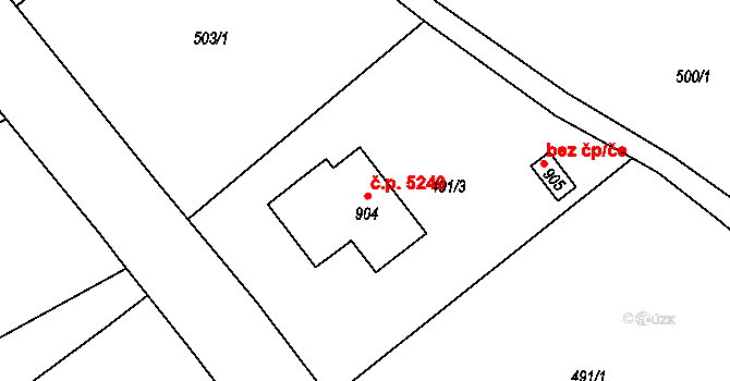 Kokonín 5249, Jablonec nad Nisou na parcele st. 904 v KÚ Kokonín, Katastrální mapa