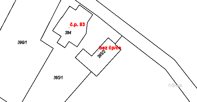 Suchdol nad Lužnicí 90724356 na parcele st. 395/2 v KÚ Tušť, Katastrální mapa