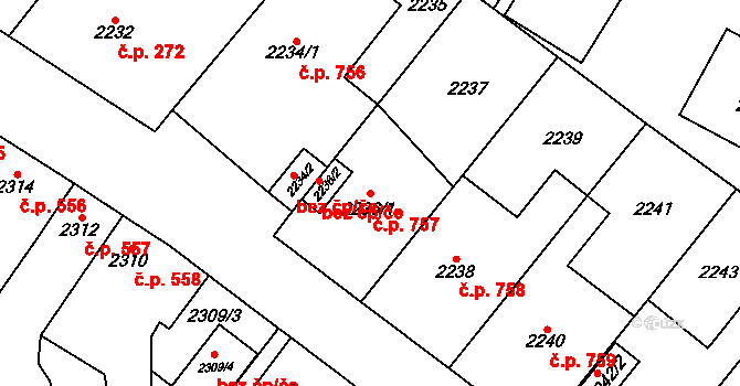 Pohořelice 757 na parcele st. 2236/1 v KÚ Pohořelice nad Jihlavou, Katastrální mapa