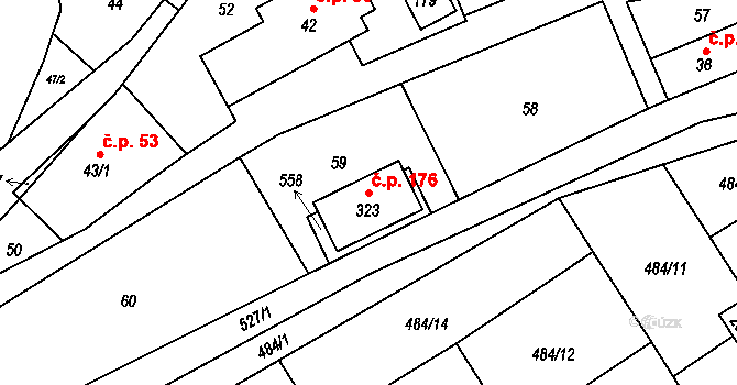 Bohutín 176 na parcele st. 323 v KÚ Bohutín nad Moravou, Katastrální mapa