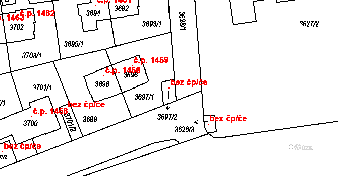 Praha 106729357 na parcele st. 3697/2 v KÚ Žižkov, Katastrální mapa