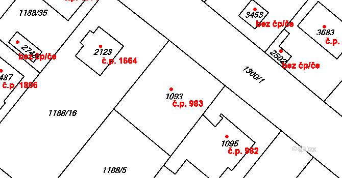 Brandýs nad Labem 983, Brandýs nad Labem-Stará Boleslav na parcele st. 1093 v KÚ Brandýs nad Labem, Katastrální mapa