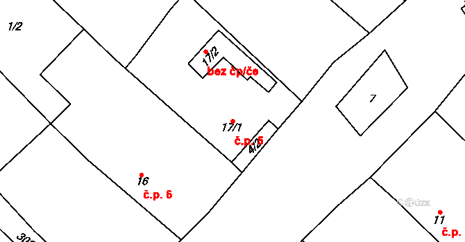 Krásné Údolí 5, Černošín na parcele st. 17/1 v KÚ Krásné Údolí u Černošína, Katastrální mapa