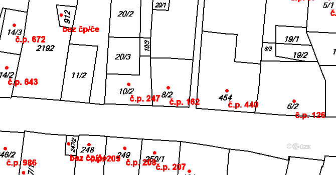 Třebechovice pod Orebem 162 na parcele st. 8/2 v KÚ Třebechovice pod Orebem, Katastrální mapa