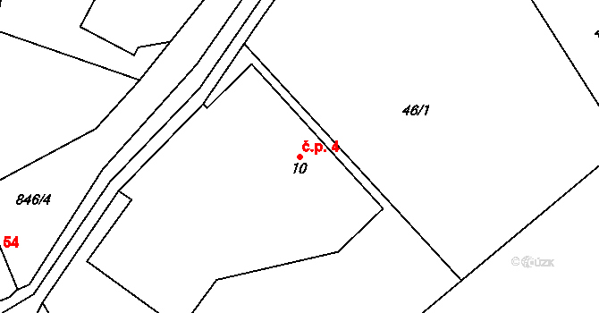 Břevenec 4, Šumvald na parcele st. 10 v KÚ Břevenec, Katastrální mapa