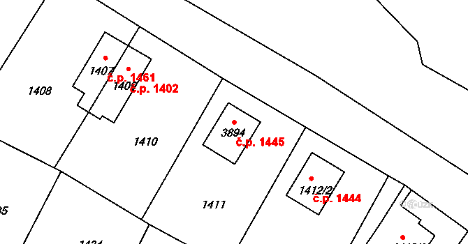 Děčín VI-Letná 1445, Děčín na parcele st. 3894 v KÚ Podmokly, Katastrální mapa