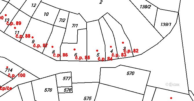 Mimoň III 84, Mimoň na parcele st. 5 v KÚ Mimoň, Katastrální mapa