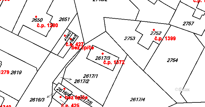 Roudnice nad Labem 1372 na parcele st. 2617/3 v KÚ Roudnice nad Labem, Katastrální mapa