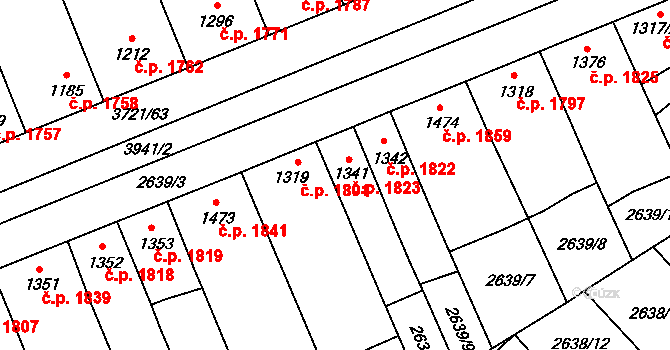 Břeclav 1823 na parcele st. 1341 v KÚ Břeclav, Katastrální mapa