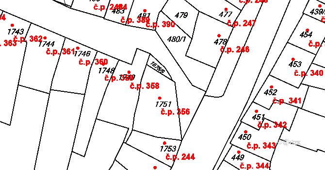 Líšeň 356, Brno na parcele st. 1751 v KÚ Líšeň, Katastrální mapa
