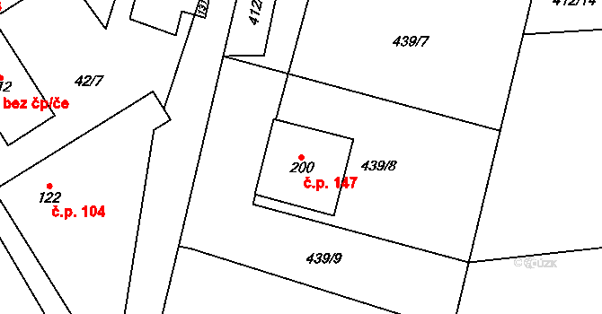 Černovice 147 na parcele st. 200 v KÚ Černovice u Kunštátu, Katastrální mapa