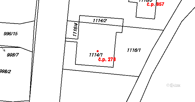 Suchdol nad Lužnicí 278 na parcele st. 1114/1 v KÚ Suchdol nad Lužnicí, Katastrální mapa