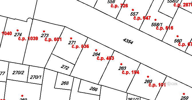 Žižkov 483, Praha na parcele st. 264 v KÚ Žižkov, Katastrální mapa