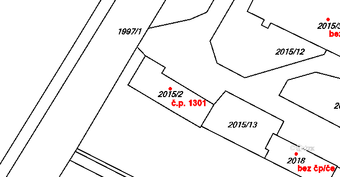 Strážnice 1301 na parcele st. 2015/2 v KÚ Strážnice na Moravě, Katastrální mapa