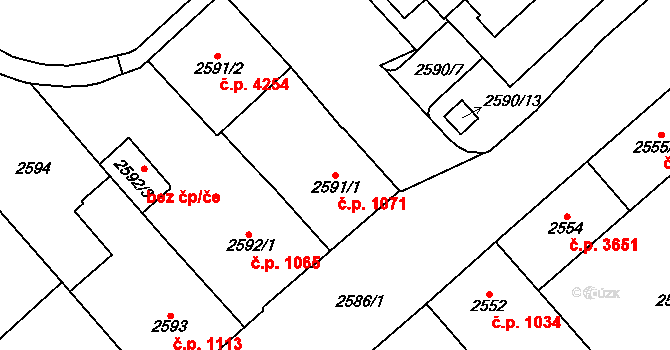 Chomutov 1071 na parcele st. 2591/1 v KÚ Chomutov I, Katastrální mapa
