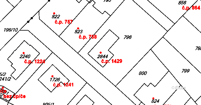 Neratovice 1429 na parcele st. 2844 v KÚ Neratovice, Katastrální mapa