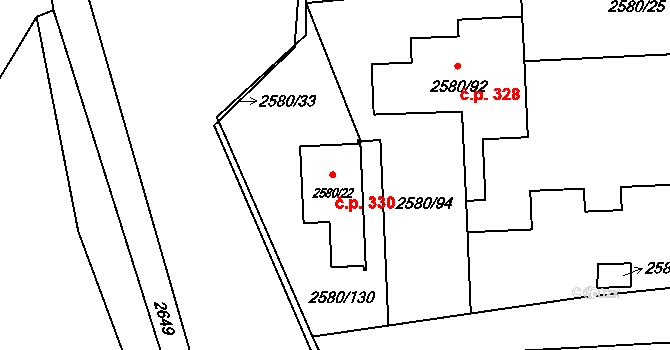 Dolní Suchá 330, Havířov na parcele st. 2580/22 v KÚ Dolní Suchá, Katastrální mapa