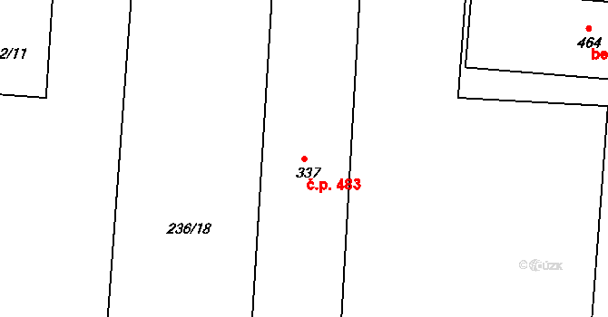 Sady 389, Uherské Hradiště na parcele st. 337 v KÚ Sady, Katastrální mapa