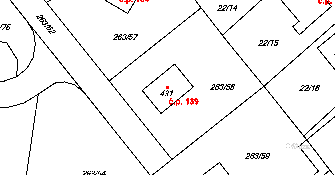 Stradonice 139, Nižbor na parcele st. 431 v KÚ Stradonice u Nižboru, Katastrální mapa
