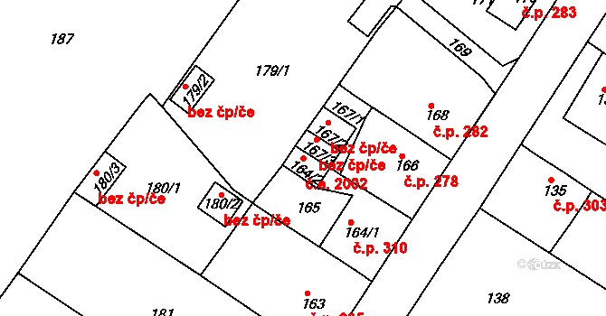 Sobědruhy 2002, Teplice na parcele st. 164/2 v KÚ Sobědruhy, Katastrální mapa