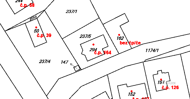 Prosečné 164 na parcele st. 294 v KÚ Prosečné, Katastrální mapa