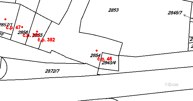 Předměstí 46, Litoměřice na parcele st. 2854 v KÚ Litoměřice, Katastrální mapa