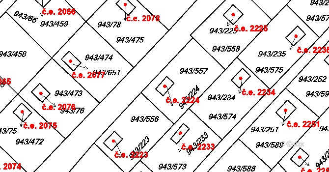Velká Chuchle 2224, Praha na parcele st. 943/224 v KÚ Velká Chuchle, Katastrální mapa