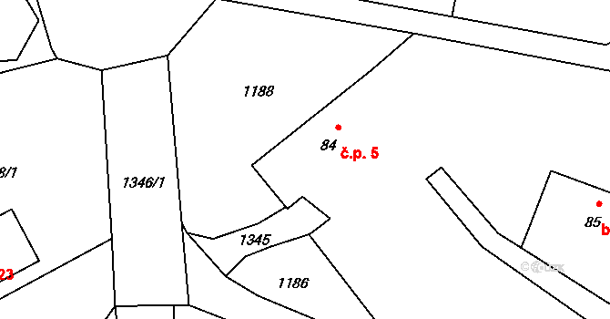 Chotětice 5, Sedlec-Prčice na parcele st. 84 v KÚ Divišovice, Katastrální mapa