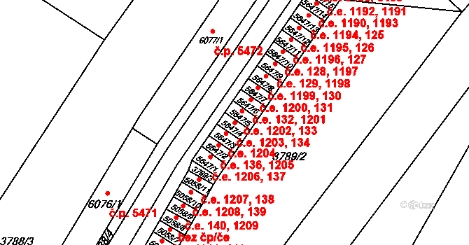 Zlín 134,1203 na parcele st. 5647/4 v KÚ Zlín, Katastrální mapa