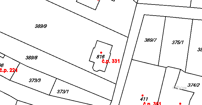 Plesná 331 na parcele st. 816 v KÚ Plesná, Katastrální mapa