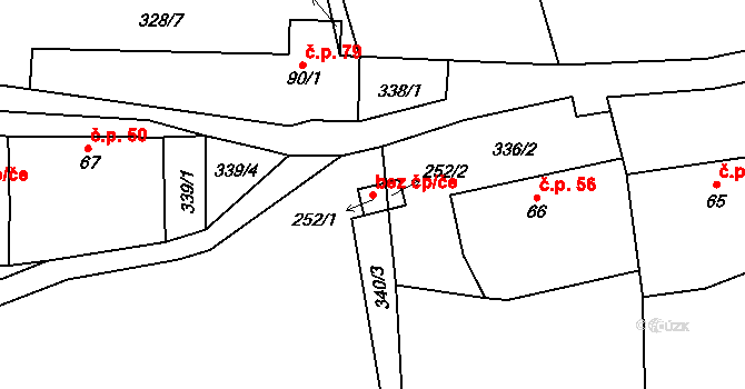 Čestice 41391357 na parcele st. 252/1 v KÚ Čestice, Katastrální mapa